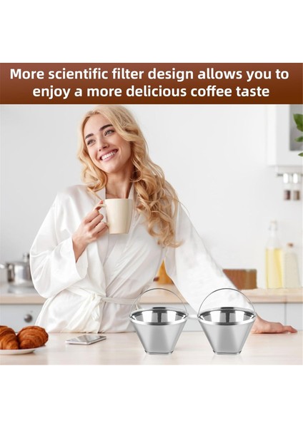 Paslanmaz Çelik Kahve Filtresi, Kahve Filtresi Değişimi Için Uygun, 4 Konili Kalıcı Kahve Filtresi 2 Adet (Yurt Dışından) modelleri
