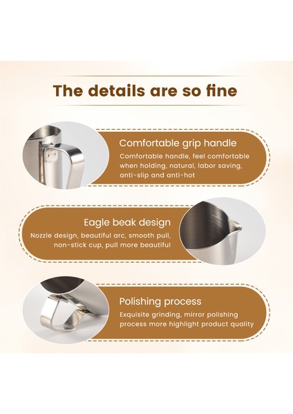 Süt Köpürtücüsü Için Süt Sürahisi Paslanmaz Çelik Süt Kaseleri El Yapımı Kahve Latte Süt Köpürtme Sürahisi Latte Sanatı (200 Ml) (Yurt Dışından) indirimleri