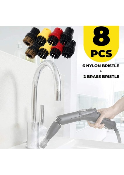 Adet Naylon + Pirinç Tel Fırça, Karcher Sc1 Sc2 Sc3 Sc4 Sc5 Sc7 Ctk1 Buharlı Temizleyici Için Buharlı Temizleme Nozulları (Yurt Dışından) indirimleri