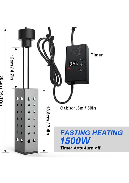 Daldırma Su Isıtıcısı 2500W Elektrikli Kova Isıtıcı, Zamanlayıcı, Otomatik Kapanma, Ev Kışı Için Sıcak Küvet Isıtıcı, Ab Fişi (Yurt Dışından) modelleri