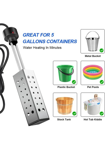 Daldırma Su Isıtıcısı 2500W Elektrikli Kova Isıtıcı, Zamanlayıcı, Otomatik Kapanma, Ev Kışı Için Sıcak Küvet Isıtıcı, Ab Fişi (Yurt Dışından) indirimleri