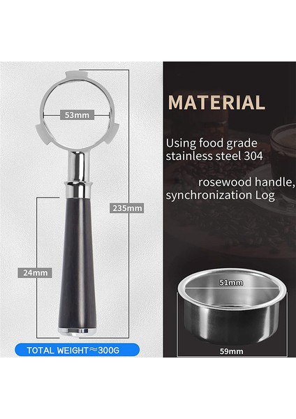 51 mm Portafilter 3 Kulaklı, Paslanmaz Çelik, Ahşap Saplı ve Filtre Sepetli 51 mm Dipsiz Portafilter (Yurt Dışından) indirimleri