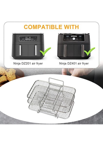 Ninja Dual Air Fryer Için Air Fryer Rafı, 304 Paslanmaz Çelik Çok Katmanlı Kurutma Rafı, Tost Rafı, Air Fryer Aksesuarları (Yurt Dışından) indirimleri