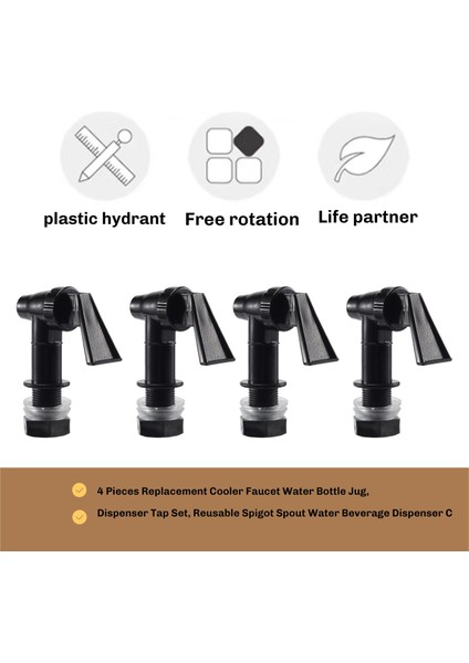 4 Parça Yedek Soğutucu Musluk Su Şişesi Sürahisi, Dispenser Musluk Seti, Yeniden Kullanılabilir Musluk Ağızlı Su Içecek Dağıtıcısı C (Yurt Dışından) fırsatları