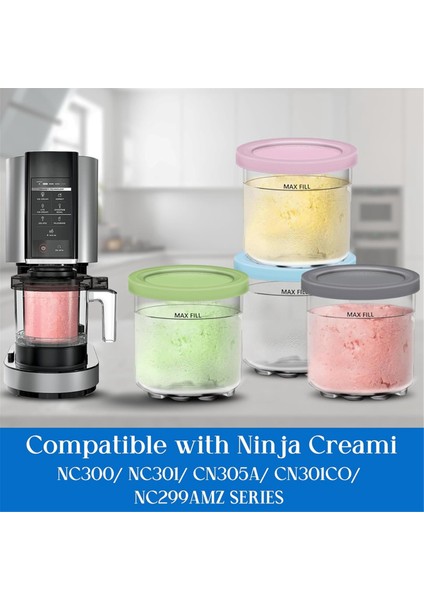 Ninja Için Kremalı Dondurma Kapları ve Kapakları - 4'lü Paket Kremalı Dondurma Kapları, Bardaklar, Kavanozlar, Küvetler ve Kutular Seti NC299AMZ ve NC300S Serisi (Yurt Dışından) indirimleri