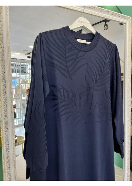Adn Ince Triko Palmiye Elbise - Lacivert - 2 fiyatları