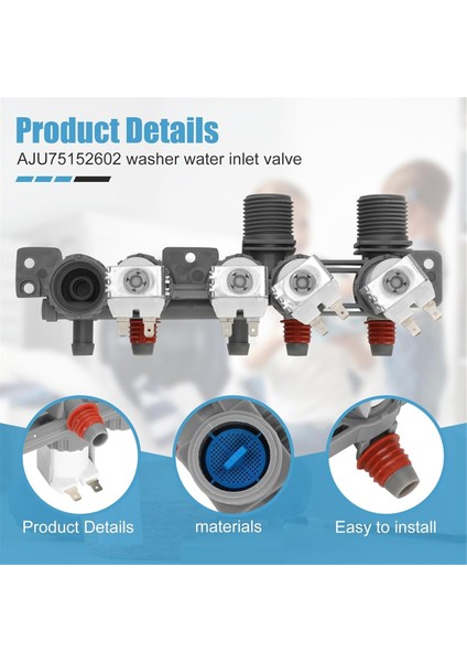 AJU75152602 Lg Çamaşır Makinesi Su Giriş Vanası 5221EA1008S 4873914 AP6335382 PS12580369 EAP12580369 DC12V'NIN Yerini Alır (Yurt Dışından) fiyatları