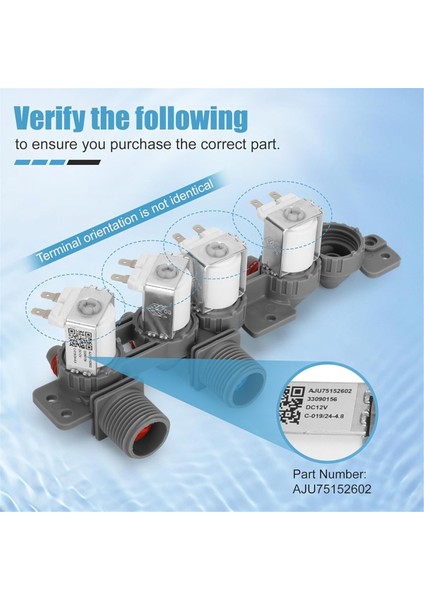 AJU75152602 Lg Çamaşır Makinesi Su Giriş Vanası 5221EA1008S 4873914 AP6335382 PS12580369 EAP12580369 DC12V'NIN Yerini Alır (Yurt Dışından) modelleri