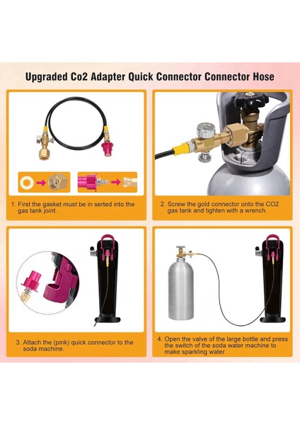 Terra Duo Art Gaia Aqua Fizz Serisi (60 Inç) Için Soda Makinesi Co2 Adaptörü Hızlı Bağlantı Adaptörü Hortumu CGA320 Vanası Için (Yurt Dışından) fiyatları