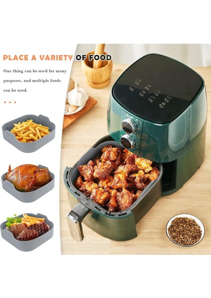 Yeniden Kullanılabilir Airfryer Silikon Sepet Fırın Tepsisi Kızarmış Pizza Tavuk Sepeti Kolay Temizlenebilir Airfryer Astarı Gri (Yurt Dışından) modelleri