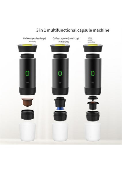 Araba ve Ev Için Kablosuz Elektrikli Taşınabilir Kahve Makinesi Kamp Kahve Makinesi 3'ü 1 Arada Kapsül Toz Seyahat Kahve Makinesi, B (Yurt Dışından) fırsatları