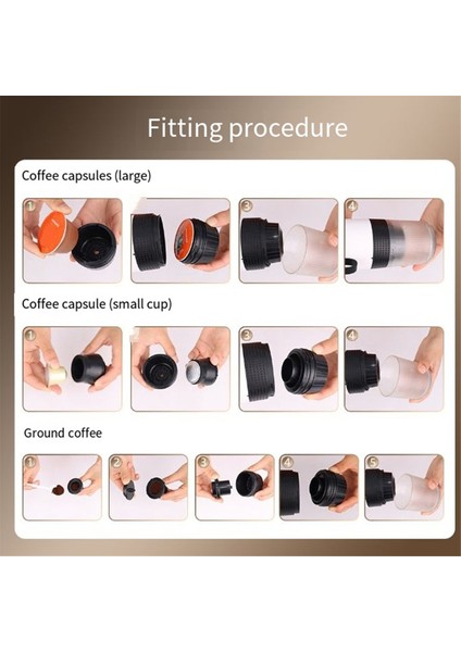 Araba ve Ev Için Kablosuz Elektrikli Taşınabilir Kahve Makinesi Kamp Kahve Makinesi 3'ü 1 Arada Kapsül Toz Seyahat Kahve Makinesi, B (Yurt Dışından) indirimleri
