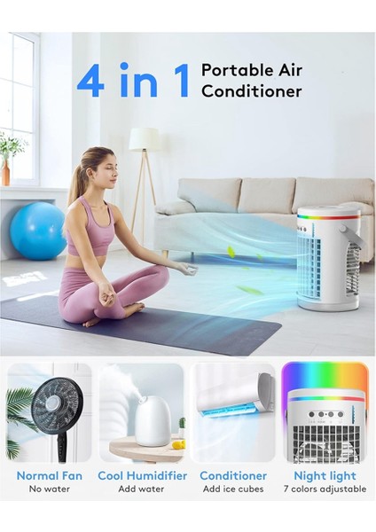 Uzaktan Kumandalı Taşınabilir Klimalar, Buharlaştırıcı Mini Taşınabilir Klima Ünitesi, Işıklı Kişisel Klima (Yurt Dışından)