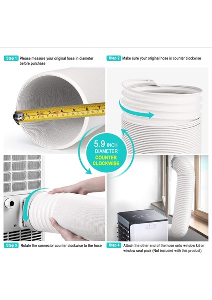 Klima Hortumu, Taşınabilir Egzoz Havalandırma Hortumu, 5,9 Inç Çap, Saat Yönünün Tersine Dönen Ac Hortumu, Ac Egzoz Hortumu (Yurt Dışından) indirimleri