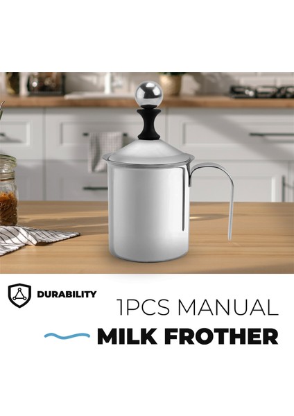Manuel Sütlü Fransız Presi Kahve Makinesi Paslanmaz Çelik El Pompası Süt Köpürtücü Elde Taşınabilir Süt Sürahisi (Yurt Dışından) indirimleri