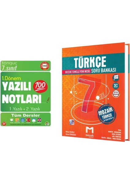 7. Sınıf Yazılı Notları 1. Dönem 1 ve 2. Yazılı ve Mozaik Yayınları 7. Sınıf Türkçe Soru Bankası