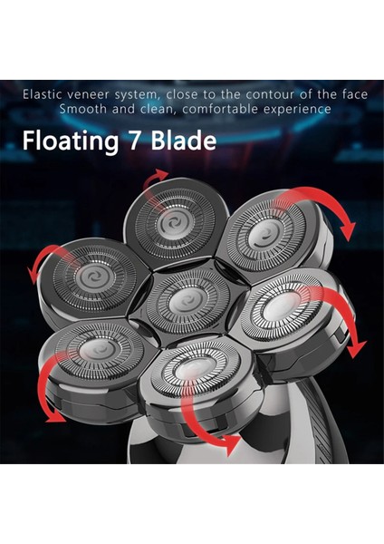 5'i 1 Arada 4d Erkek Kel Elektrikli Tıraş Makinesi 7 Yüzen Bıçak Sakal Burun Kulak Kılı Düzeltici Erkek Yüz Temizleme Fırçası (Yurt Dışından) modelleri