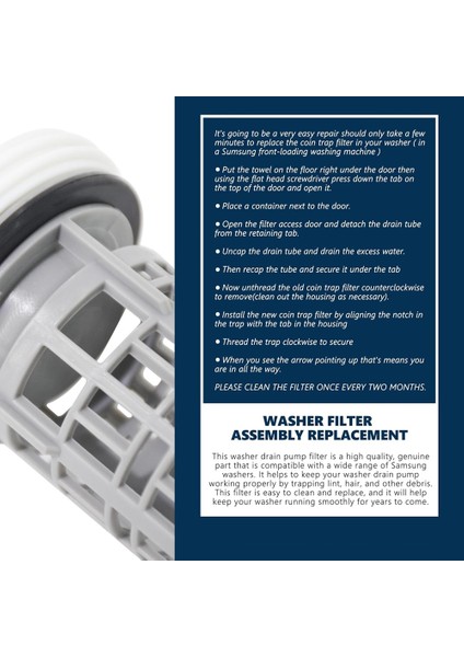 2 Adet DC97-16991B Çamaşır Makinesi Tahliye Pompası Filtresi Samsung 4000059 AP5800143 PS8764284'ÜN Yerine Geçen Çamaşır Makinesi Filtresi (Yurt Dışından) fiyatları