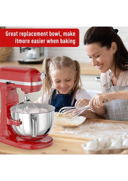 Kitchenaid Stand Mikserler Için 6qt Paslanmaz Çelik Mikser Kabı, Saplı 6qt Eğimli Kafa Mikseri Için Kitchenaid Karıştırma Kabı (Yurt Dışından) fırsatları