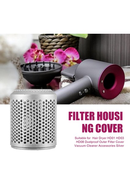 Dyson Saç Kurutma Makinesi HD01 HD03 HD08 Toz Geçirmez Dış Filtre Kapağı Elektrikli Süpürge Aksesuarları Gümüş Için Uygundur (Yurt Dışından) fırsatları