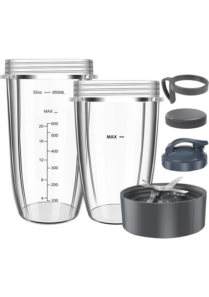 Nutribullet Blender Yedek Parçaları, 32OZ ve 24OZ Kapaklı Nutribullet Blender Kapları, Ekstraktör Bıçağı Yedek Parçaları (Yurt Dışından)