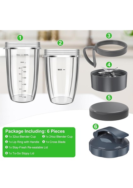 Nutribullet Blender Yedek Parçaları, 32OZ ve 24OZ Kapaklı Nutribullet Blender Kapları, Ekstraktör Bıçağı Yedek Parçaları (Yurt Dışından) fırsatları