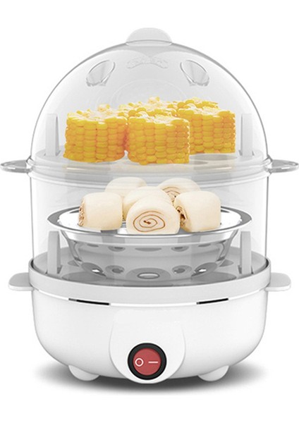 Elektrikli Yumurta Pişirici Çift Katmanlı Çok Fonksiyonlu Yumurta Pişirici Mısır Sütü Hızlı Kahvaltılık Yumurta Buharlayıcı - Abd Fişi (Yurt Dışından)