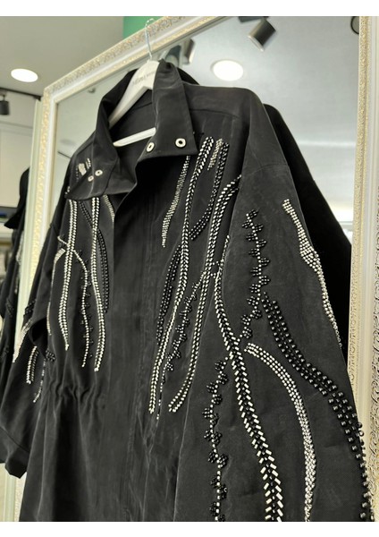 Adn Taşlı Ceket Cupra Karışımlı - Siyah - 4 indirimleri