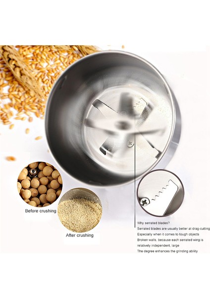 Kahve Öğütücü Elektrikli Taşınabilir Ev Tipi Biber Baklagiller Çekirdek Öğütme Makinesi Paslanmaz Çelik Mutfak Tahıl Doğrayıcı Ab Fişi (Yurt Dışından)