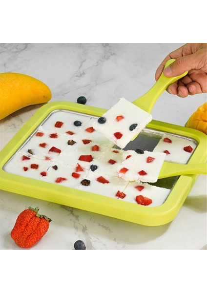 Paslanmaz Çelik Dondurulmuş Yoğurt Makinesi, 2 Spatulalı Anında Yuvarlanan Buzlu Yoğurt Makinesi, Dondurma Meyveli Şerbet Yeşil (Yurt Dışından) fırsatları