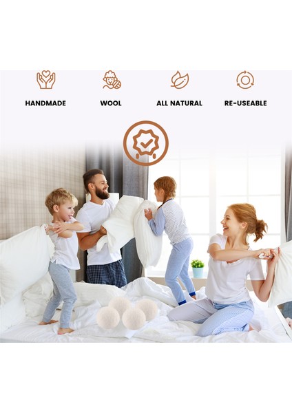 8'li Paket %100 Premium Yün Kurutma Topu Xl, El Yapımı, Çevre Dostu, Tamamen Doğal Kumaş Yumuşatıcısı (Yurt Dışından) fırsatları