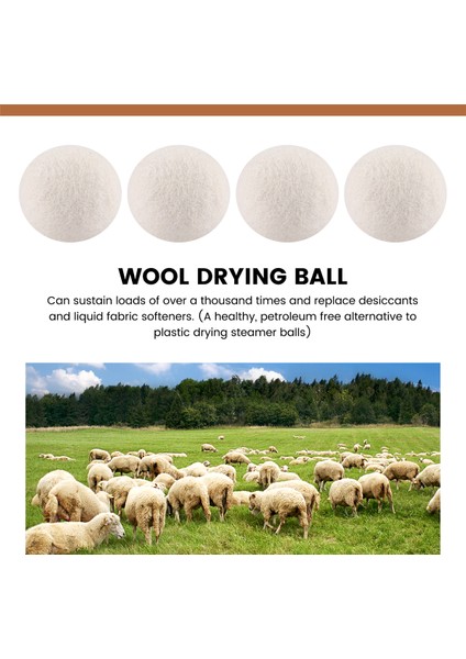 8'li Paket %100 Premium Yün Kurutma Topu Xl, El Yapımı, Çevre Dostu, Tamamen Doğal Kumaş Yumuşatıcısı (Yurt Dışından) indirimleri