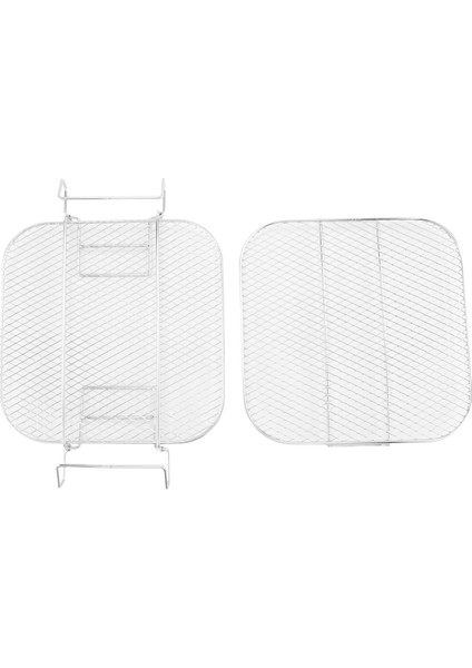 Hava Fritöz Rafı Kare Iki Katmanlı Raflar, Paslanmaz Çelik Kurutma Makinesi Aksesuarları Rafı, Hava Çok Katmanlı Fritöz 4.2-5.8qt (Yurt Dışından)