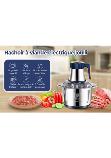 Elektrikli Kıyma Makinesi 5l Gıda Öğütücü Çok Fonksiyonlu Sebze Meyve Gıda Işlemcisi Doğrayıcı Mutfak Makinesi Abd Fişi (Yurt Dışından)