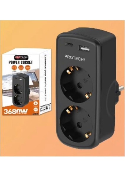 2 Priz 1 USB 1 Type-C Girişli Duvar Tipi Akım Koruma ve Güvenlik Kapaklı Priz modelleri