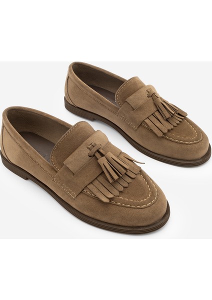 Kadın Loafer Püsküllü Günlük Ayakkabı Petlin Taba Süet indirimleri