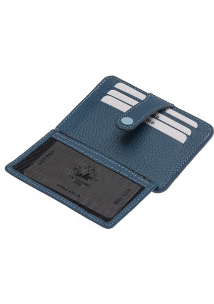 Carpi Çok Bölmeli Unisex Hakiki Flötr Deri Kartlık - Kot Mavi fırsatları