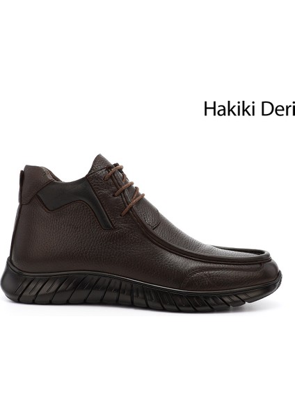 Erkek Kahve Antik Fermuarlı Hakiki Deri Outdoor Bot