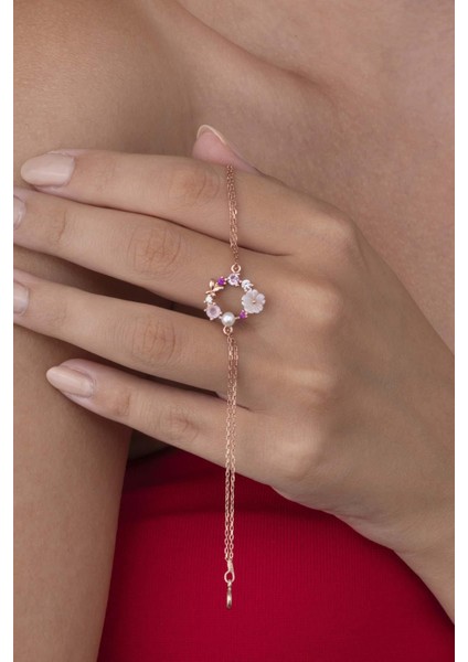 Inci Taneli Manolya Çiçeği Kadın Gümüş Bileklik modelleri