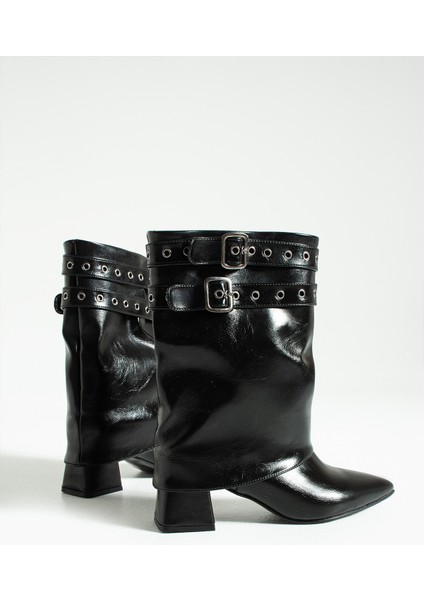 Jadira Kadın Toka Detaylı Sivri Burun Topuklu Çizme Bot