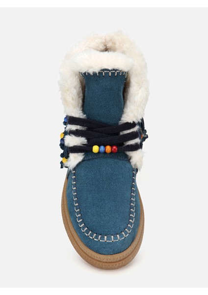 Aello Petrol Mavi Kadın Süet Bot fırsatları