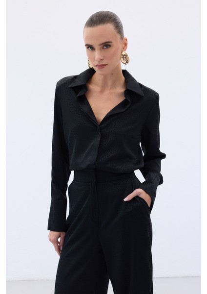 Jakarlı Düz Gömlek - Siyah modelleri