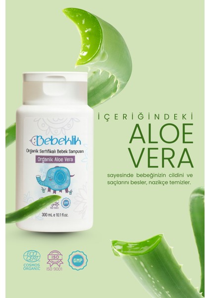 Organik Sertifikalı Aloe Vera Bebek ve Çocuk Şampuanı 300 ml indirimleri