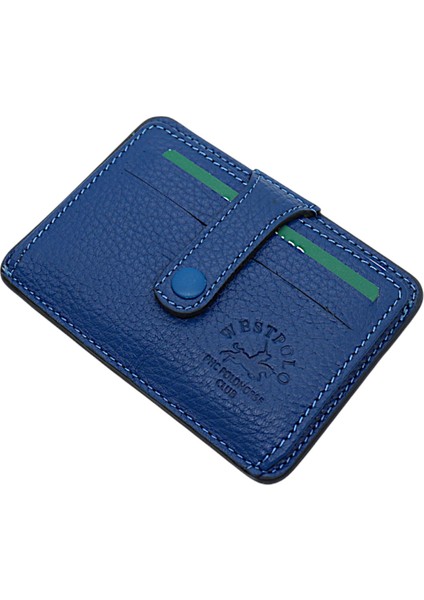 Carpi Çok Bölmeli Unisex Hakiki Flötr Deri Kartlık - Saks Mavi fiyatları