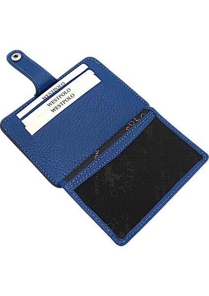 Carpi Çok Bölmeli Unisex Hakiki Flötr Deri Kartlık - Saks Mavi modelleri