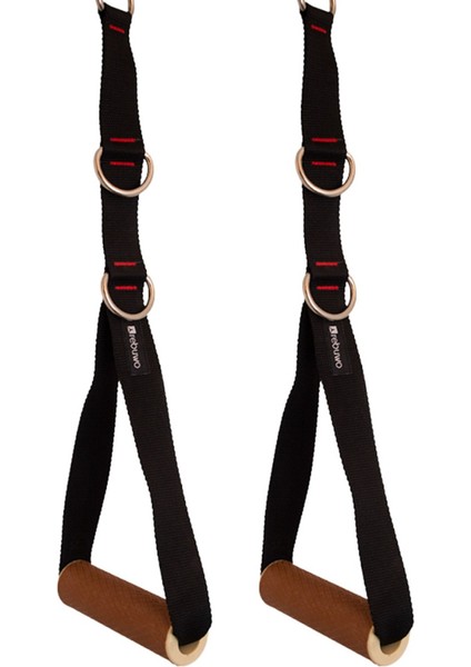 3 Kademeli Ayarlanabilir Cable Cross Elciği (1 Çift) - Kahverengi Tutacaklı Siyah Fitness Ağırlık Çekiş / Reform Egzersiz Aparatı 44CM