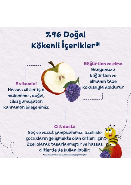 Böğürtlen ve Organik Elma Özlü Çocuk Saç ve Vücut Şampuanı 250ML fırsatları