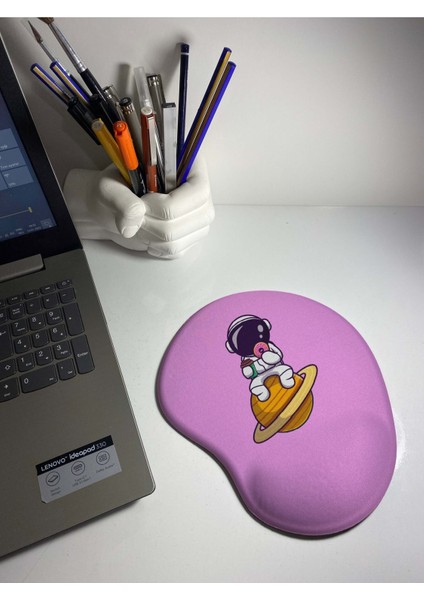 Astronot Kahve Donut Bilek Destekli Mouse Pad