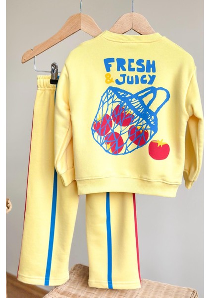 Kız Çocuk Baskılı 3 Iplik Pamuklu Kumaş Alt Üst Takım fiyatları