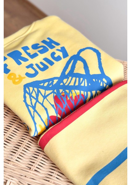 Kız Çocuk Baskılı 3 Iplik Pamuklu Kumaş Alt Üst Takım modelleri